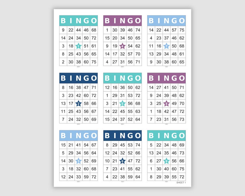 Bingo Ranges 1800 Bingo Cards 9 per Page Game Numbered Pdf Download, Both Horizontal ...