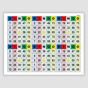 1002 Bingo Cards Pdf Download, 6 per page, Instant Printable Fun Party Game, multi-colored