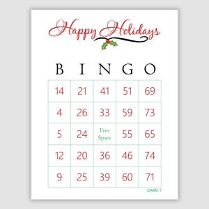 200 Happy Holidays Bingo Cards Pdf Download, 1, 2, and 4 Per Page, Instant Fun Printable Holiday Party Game