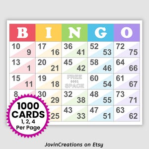 1000 Double Rainbow Bingo Cards Pdf Download, 1, 2, and 4 Per Page, Instant Printable Fun Party Game, Double Action Bingo, St. Patrick's Day