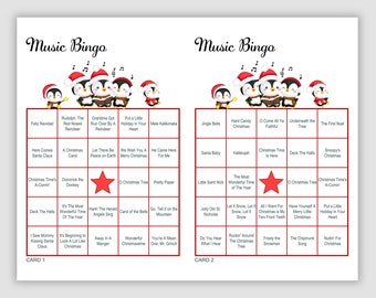 1000 Music Bingo Cards Pdf Download , 2 per page, 75 Call, Instant Printable Fun Christmas Party Game