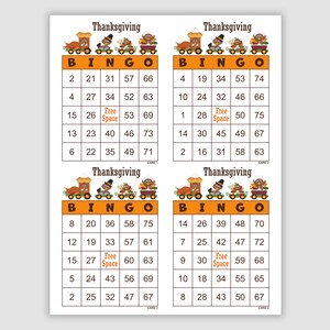 1000 Thanksgiving Bingo Cards Pdf Download, 4 Per Page, Instant Printable Fun Party Game, Turkey