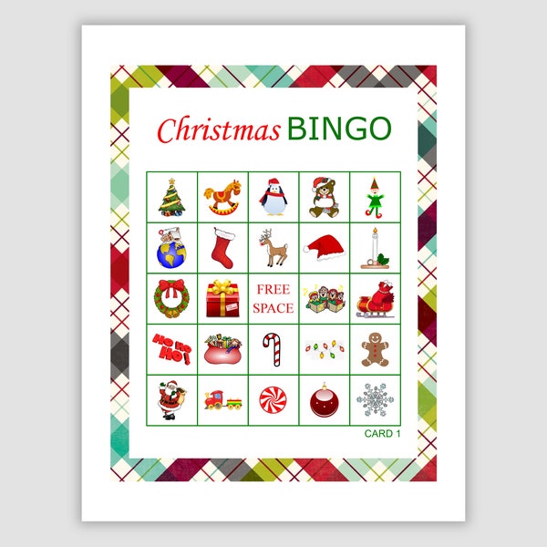 100 Christmas Bingo Cards Pdf Download, 1 Per Page, Instant Printable Fun Party Game