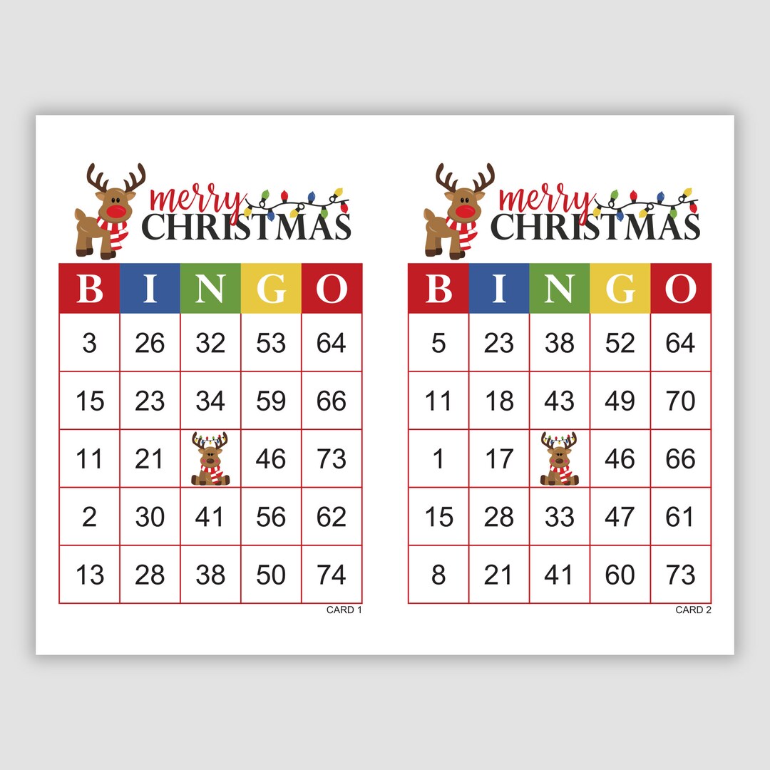 1000 Christmas Bingo Cards, 1, 2, and 4 per Page, Pdf Download, Instant ...
