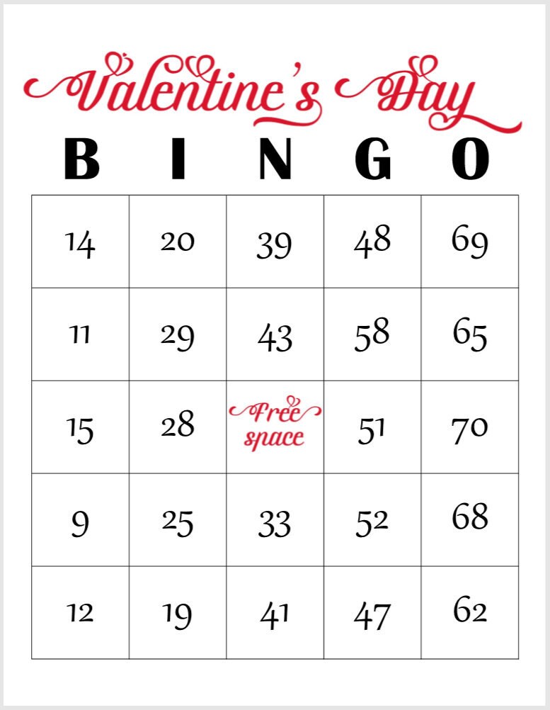 100 Valentines Day Bingo Cards prints 1 per page immediate Etsy