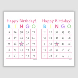 200 Birthday Bingo Cards, Pdf Download, 2 per page, 75 call, Instant Printable Fun Party Game