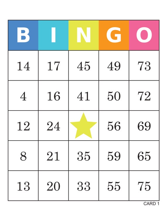 bingo cards 1000 cards 1 per page instant pdf download etsy canada