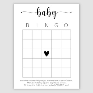 Baby Bingo Card, Blank To Have Guests Fill In, 1 and 2 Per Page, Instant Printable Pdf Download, Fun Baby Shower Game
