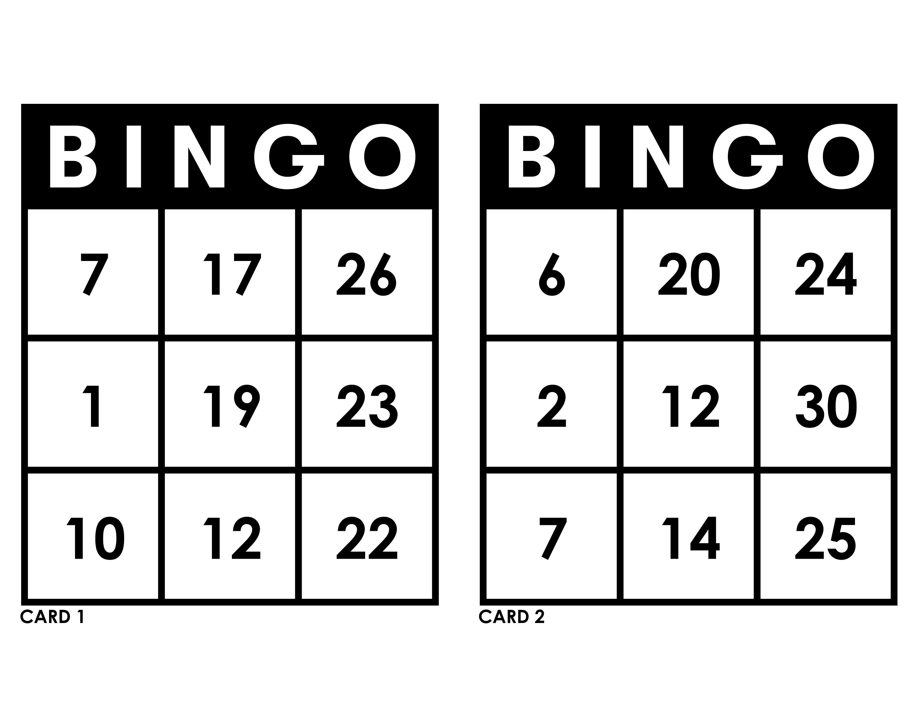 Large Print Bingo Cards 500 Cards 30 Call 3 X 3 Grid - Etsy