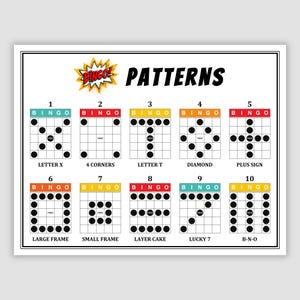 10 Game Bingo Patterns Program Flyer Bingo Patterns Printable Bingo Game Patterns For Bingo Game Night Fundraiser Flyer PDF Instant Download