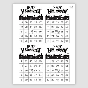 1000 Halloween Bingo Cards Pdf Download, 4 Per Page, Instant Printable Fun Party Game