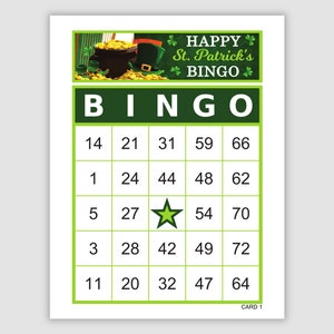 100 St. Patrick's Day Bingo Cards, 1 Per Page, Instant Printable Pdf Download, Fun Party Game