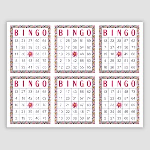 1000 Bingo Cards Pdf Download, 1, 2, 4, and 6 Per Page, Instant Printable Fun Party Game, Spring Bingo, Summer Bingo, Embroidered Flowers