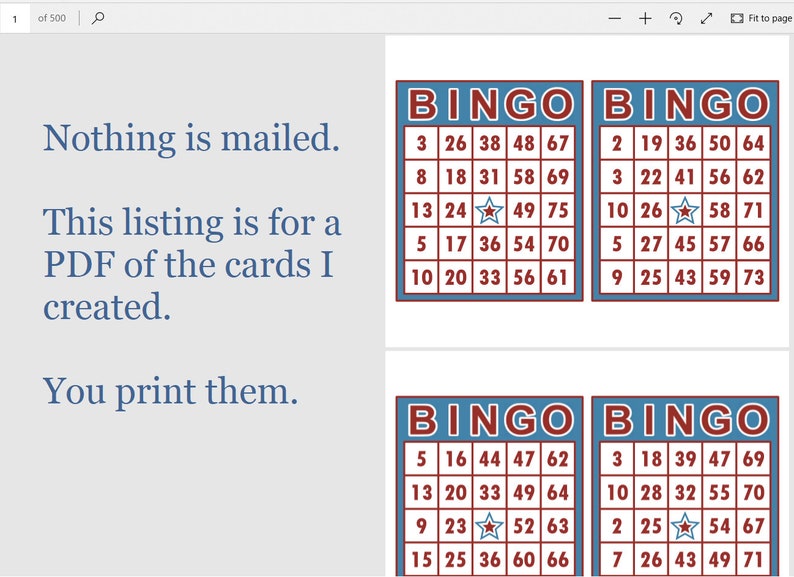 Bingo Cards 1000 Cards 2 Per Page Immediate Pdf Download Etsy