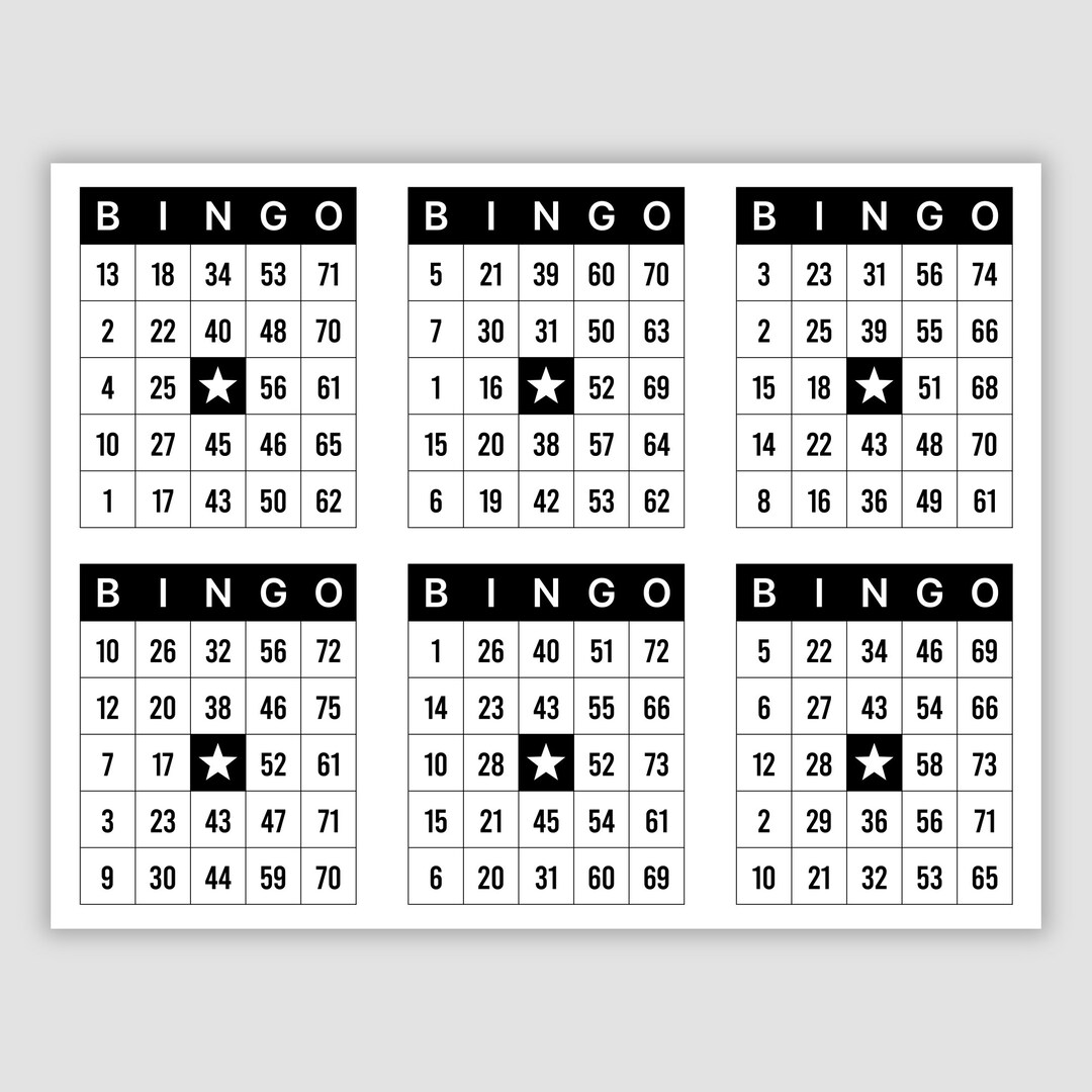1200 Bingo Cards Pdf Download, 1, 2, 4, and 6 per Page, Instant ...