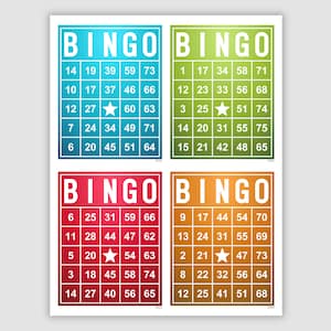 1000 Bingo Cards Pdf Download, 1, 2, and 4 Per Page, Instant Printable Fun Party Game, 4 Colors