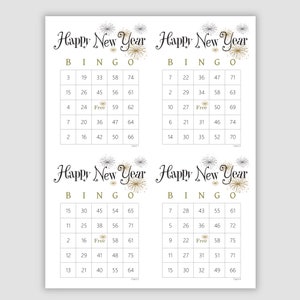 200 Happy New Year Bingo Cards Pdf Download, Prints 4 Per Page, Fun Instant Printable Party Game