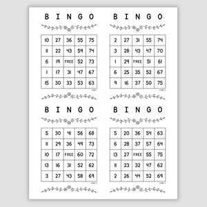 100 Printable Bingo Cards Pdf Download, 1, 2, and 4 per Page, Instant ...