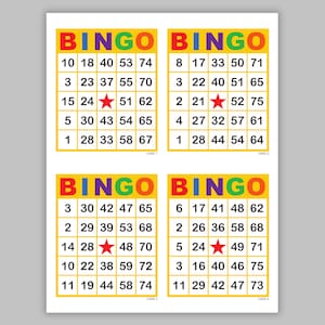 100 Printable Bingo Cards Pdf Download, 1, 2, and 4 per Page, Instant ...