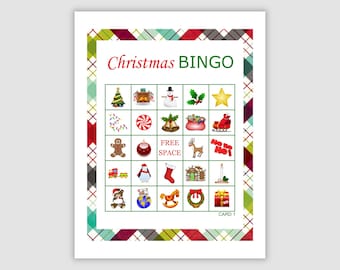 50 Christmas Bingo Cards Pdf Download, 1 and 2 per page, Printable Christmas Party Game Printable Christmas Game Printable Holiday Game