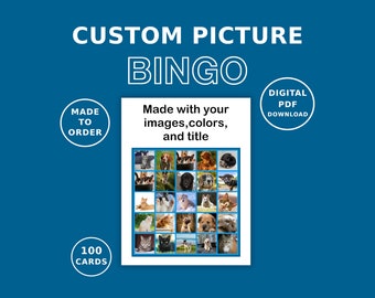 100 Custom Bingo Cards, Picture Bingo, Loteria Cards, Photo Bingo, Printable PDF (Digital Download)