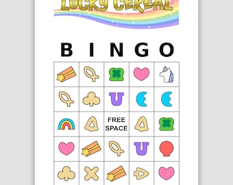 200 Lucky Cereal Bingo Pdf Download, 1 and 2 Per Page, Instant Printable Fun Party Game