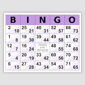 1000 Double Bingo Cards Pdf Download, 1, 2, and 4 Per Page, Instant Printable Fun Party Game, Double Action Bingo, Purple