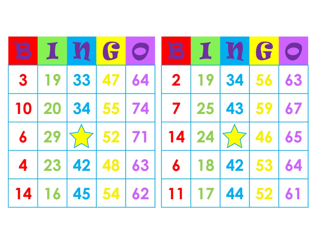1000 Bingo Cards 2 per Page Instant Printable Fun Party Etsy