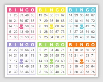 3000 Bingo Cards, Pdf Download, 6 Per Page, 75 Call, Instant Printable Fun Party Game, 6 Colors, Includes Numbered Game File