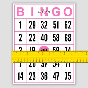 1000 Jumbo Bingo Cards Pdf Download, 1 per Page, Instant Printable Fun ...