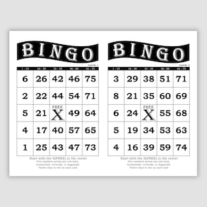 200 Bingo Cards Pdf Download, 2 Per Page, Instant Printable Fun Party Game, Retro Black