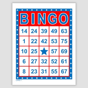 1000 Patriotic Bingo Cards Pdf Download, 1, 2, and 4 Per Page, Instant Printable Fun Party Game