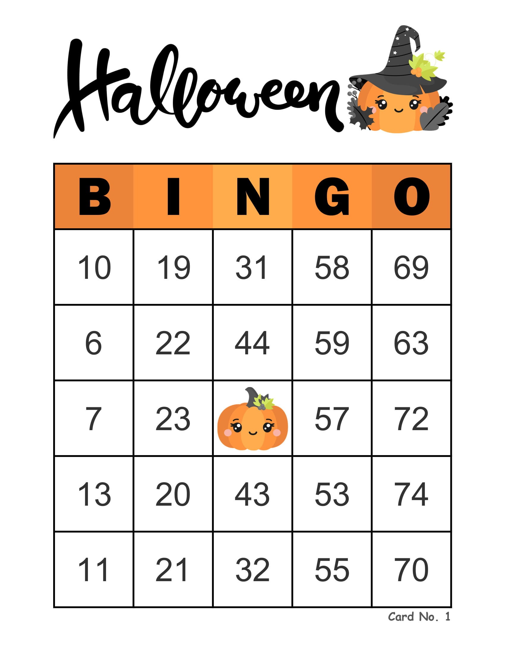 Halloween Bingo Cards 200 Cards 1 per Page Instant - Etsy