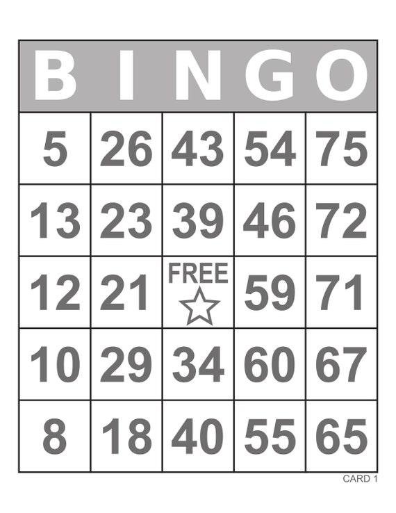 bingo cards 1000 cards 1 per page large print instant pdf etsy australia