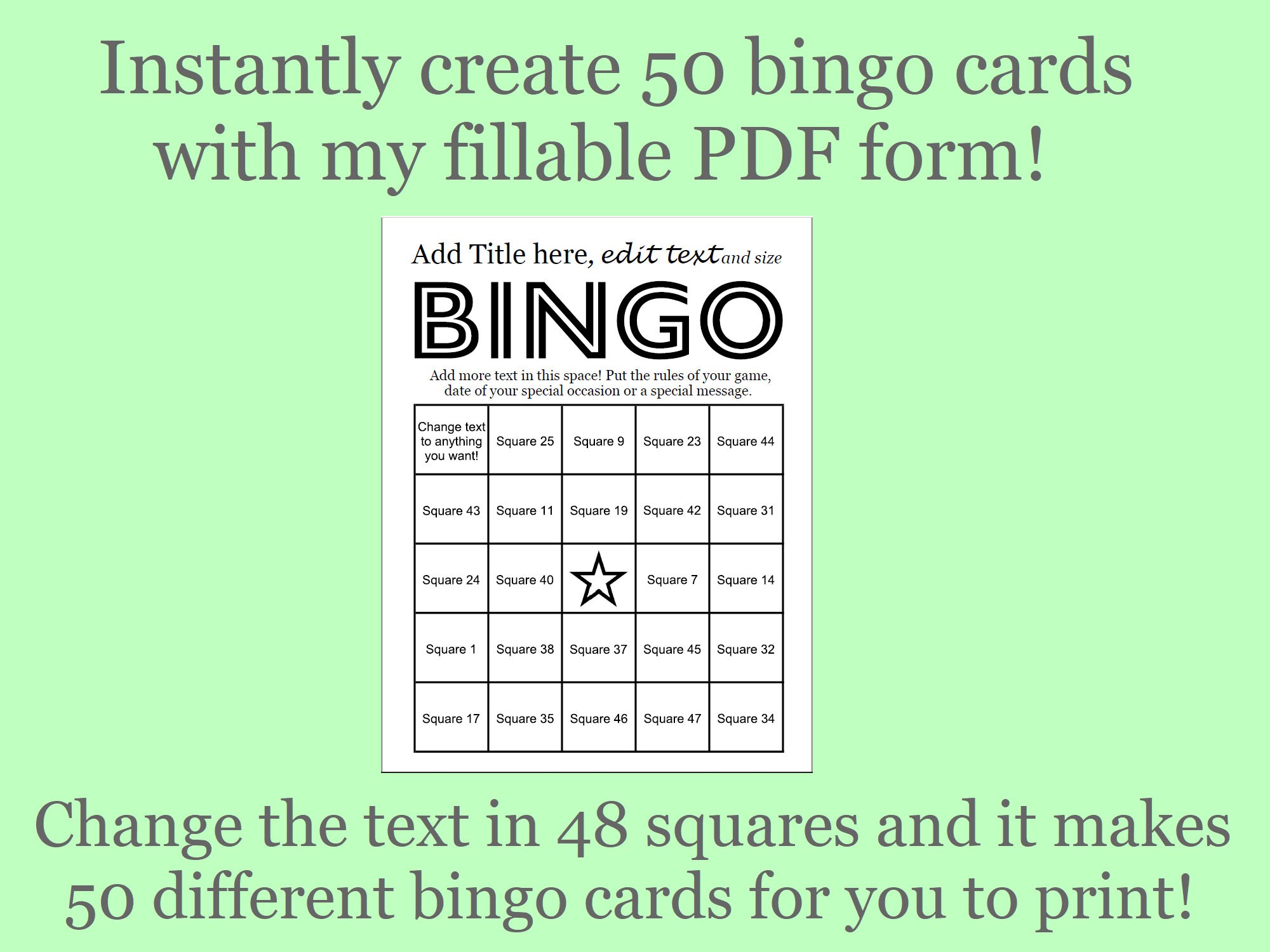 Bingo Card Maker makes 50 custom bingo cards 48 call items Etsy