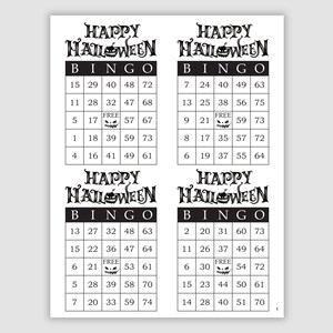 1000 Halloween Bingo Cards Pdf Download, 4 Per Page, Instant Printable Fun Party Game