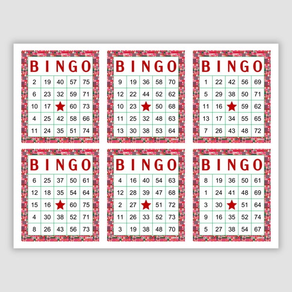 1200 Holiday Bingo Cards Pdf Download, 1, 2, 4, and 6 Per Page, Instant Printable Fun Party Game, Colorful Christmas Bingo Cards