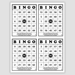 200 Bingo Cards Pdf Download, 1, 2, and 4 per Page, Large Print, 75 ...