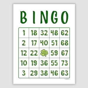 500 Bingo Cards Pdf Download, 1, 2, and 4 Per Page, Instant Printable Fun Party Game, St. Patrick's Day Clovers