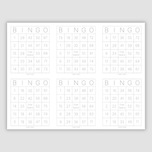 3000 Bingo Cards Pdf Download, 1, 2, 4, and 6 Per Page, Ink Saving Printer Friendly Minimalist File, Instant Printable Fun Party Game