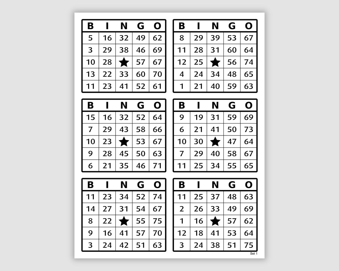 6000 Bingo Cards Pdf Download, 6 per Page, Instant Printable Fun Party ...