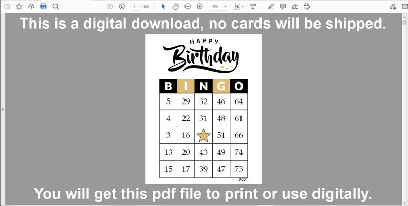 500 Birthday Bingo Cards Pdf Download 1 and 2 per Page - Etsy