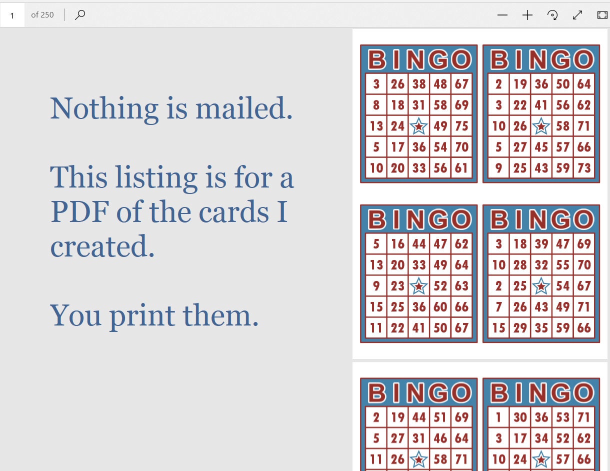 Bingo Cards 1000 cards 4 per page immediate pdf download | Etsy