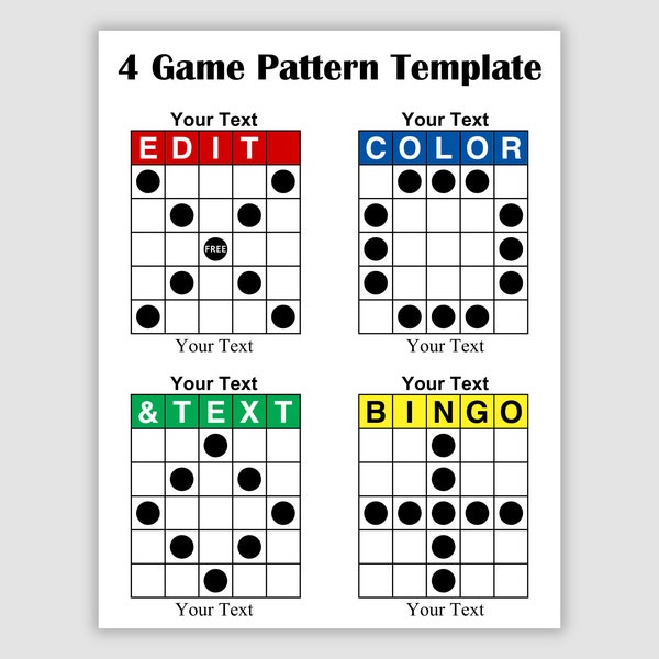 Editable Bingo Pattern Program Flyer, Easily Create Your Own 4 Game Patterns Using my Editable Adobe Fillable Form Pdf Template, PC Required