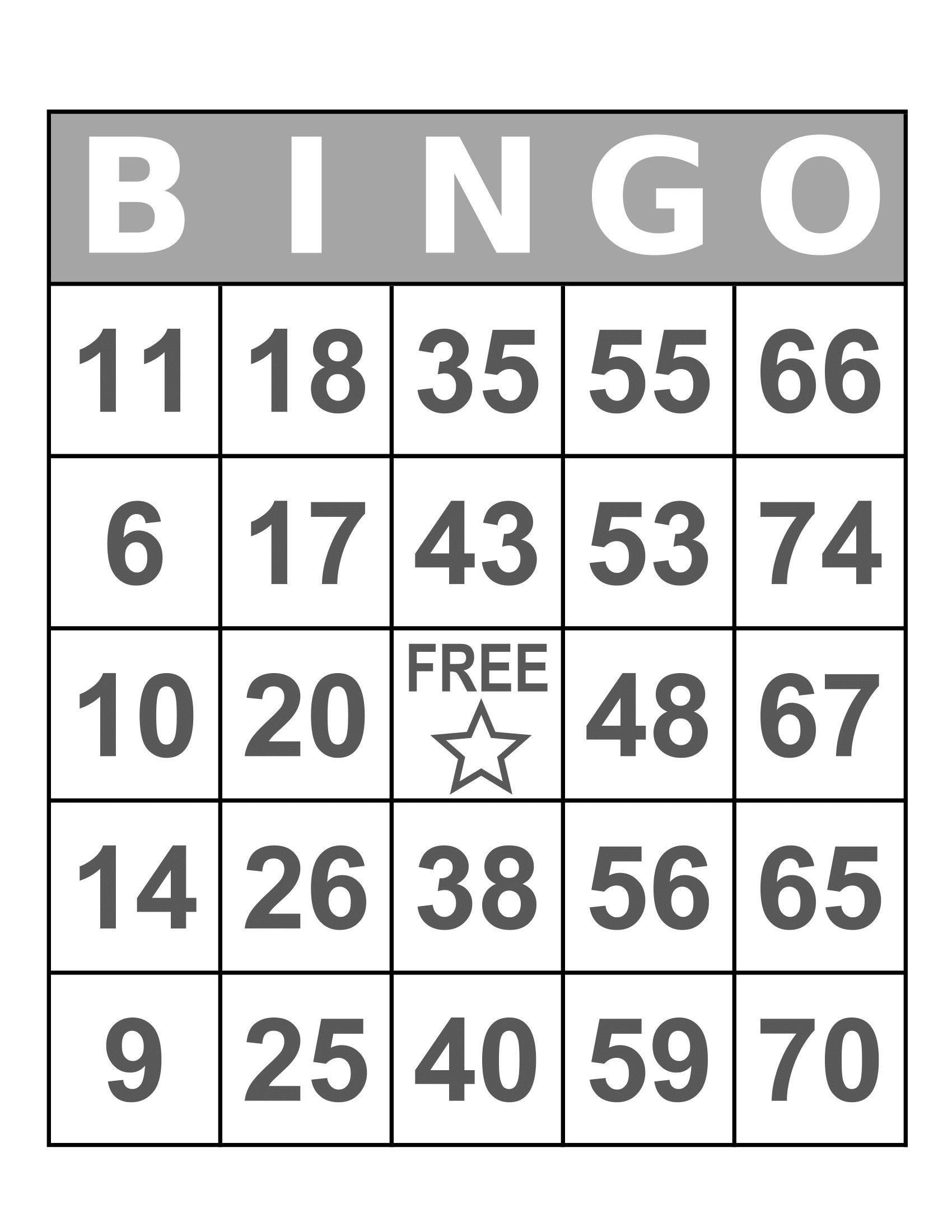 Free Online Bingo Printable Cards