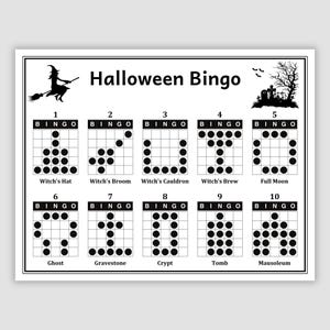10 Game Halloween Bingo Patterns Program Flyer, Bingo Patterns Printable Bingo Game Patterns For Bingo Halloween Bingo Game PDF Download