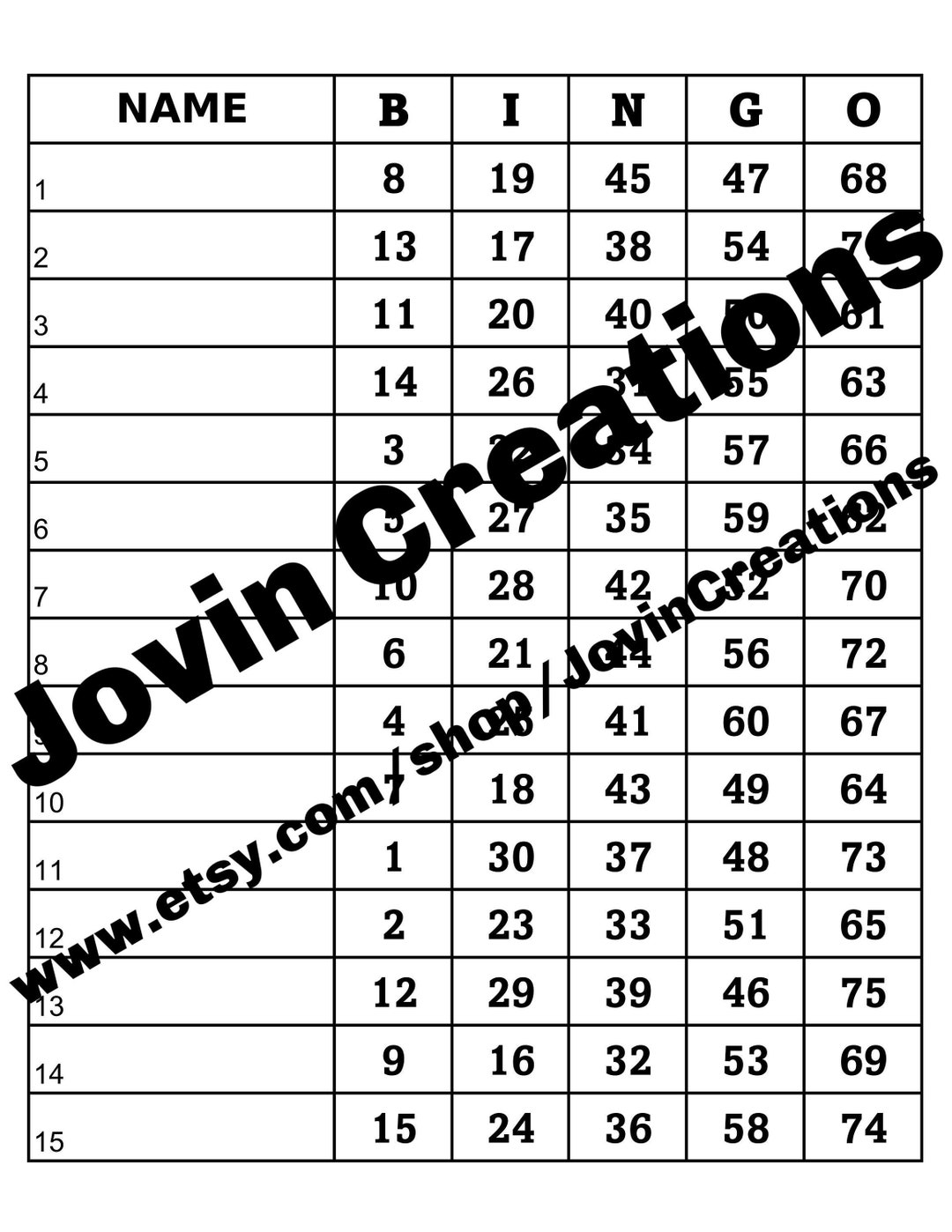 6 Bingo Boards Bundle Plus 1 Blank Instant Printable Pdf - Etsy
