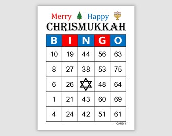 1000 Chrismukkah Bingo Cards Pdf Download, 1 Per Page, Instant Printable Fun Party Game