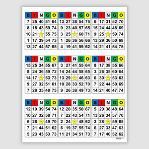 1008 Bingo Cards Pdf Download, 9 Per Page, Instant Printable Fun Party Game, multi-colored