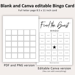 Easy Edit Find the Guest Canva Bingo Card Template and Blank Bingo Card PDF and PNG, Goals Bingo Vision Board Bingo Editable Baby Bingo Card